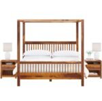 Sleepowell Sheesham Wood Wooden Four Poster Canopy Bed without Storage - Image 3