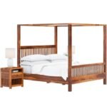 Sleepowell Sheesham Wood Wooden Four Poster Canopy Bed without Storage - Image 4
