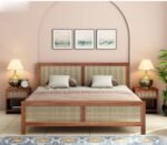Sleepowell Furniture Sheesham Wood Natural Rattan Cane Bed without Storage for living Room and Bedroom (Natural Finish) - Image 3