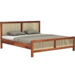 Sleepowell Furniture Sheesham Wood Natural Rattan Cane Bed without Storage for living Room and Bedroom (Natural Finish) - Image 4