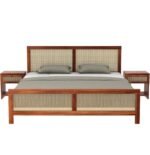 Sleepowell Furniture Sheesham Wood Natural Rattan Cane Bed without Storage for living Room and Bedroom (Natural Finish) - Image 5