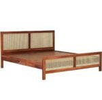 Sleepowell Furniture Sheesham Wood Natural Rattan Cane Bed without Storage for living Room and Bedroom (Natural Finish) - Image 2