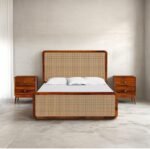 Sleepowell Sheesham Wood Wooden Rattan Cane without Storage Cot Bed