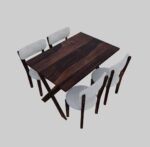 Sleepowell Sheesham Wood Wooden 4 Seater Corel Febric zebra Dining Set with 4 Chairs and One Table - Image 7