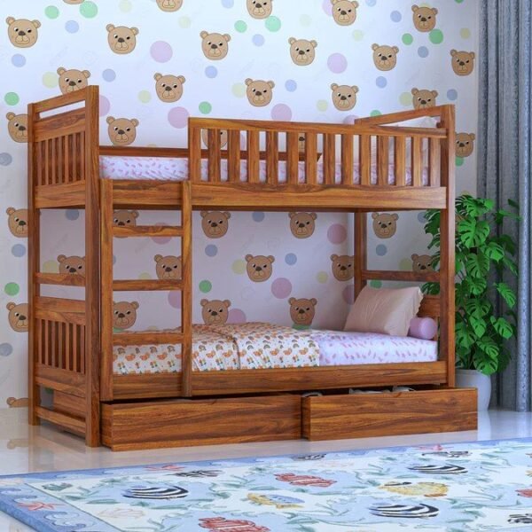 Sleepowell Sheesham Wood Wooden Bunk Bed with Storage for Kids & adult