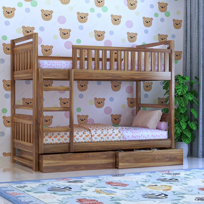 natural finish of bunk bed