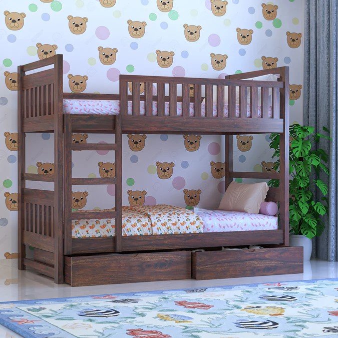 walnut finish of bunk bed