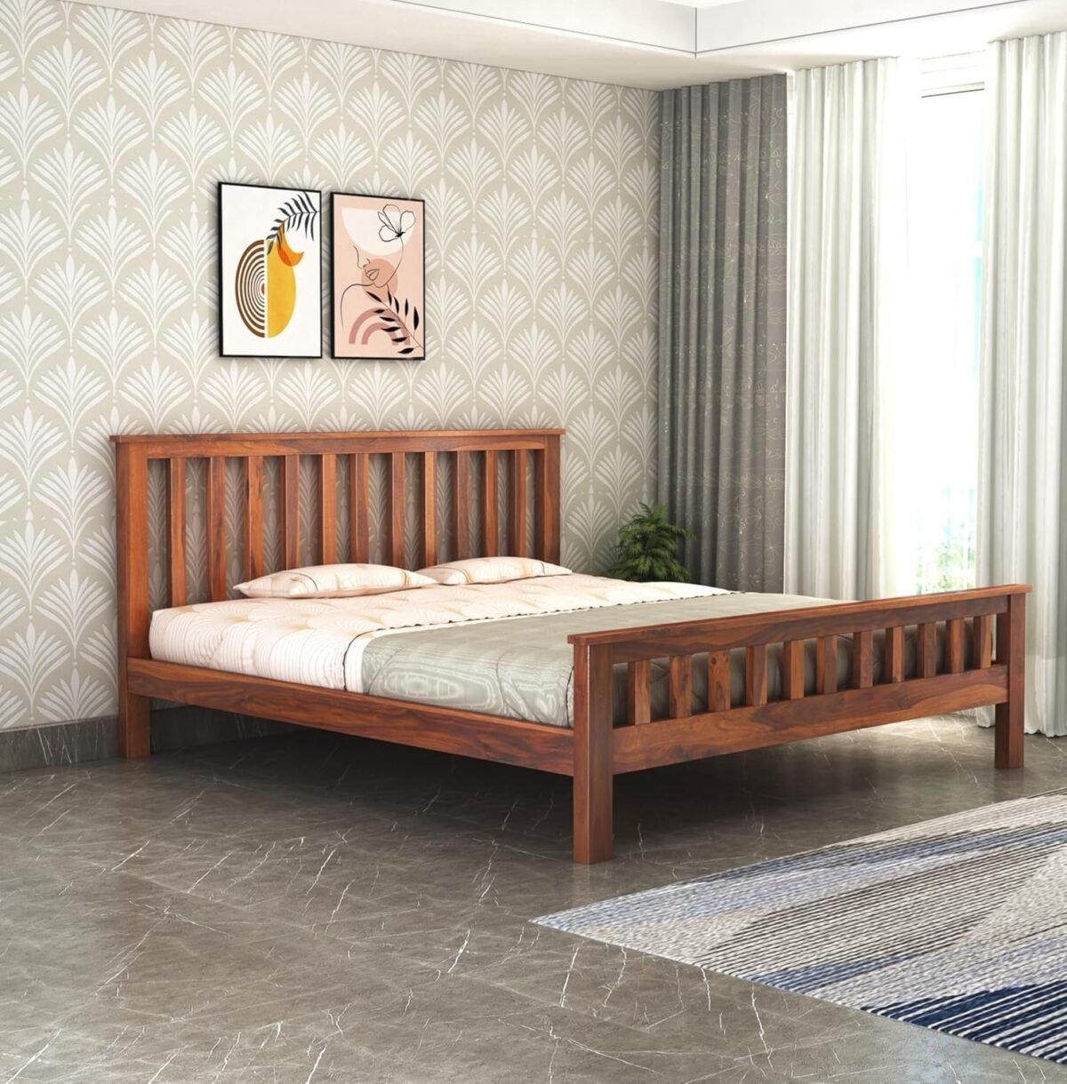 Sleepowell Furniture Sheesham Wood Wooden Cot HF Dandi Bed without Storage for Home and Hotel - Image 1