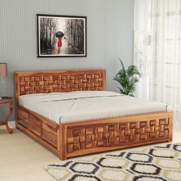 Sleepowell Sheesham Wood NWR Design Box Storage Bed for Home Bedroom and Hotel